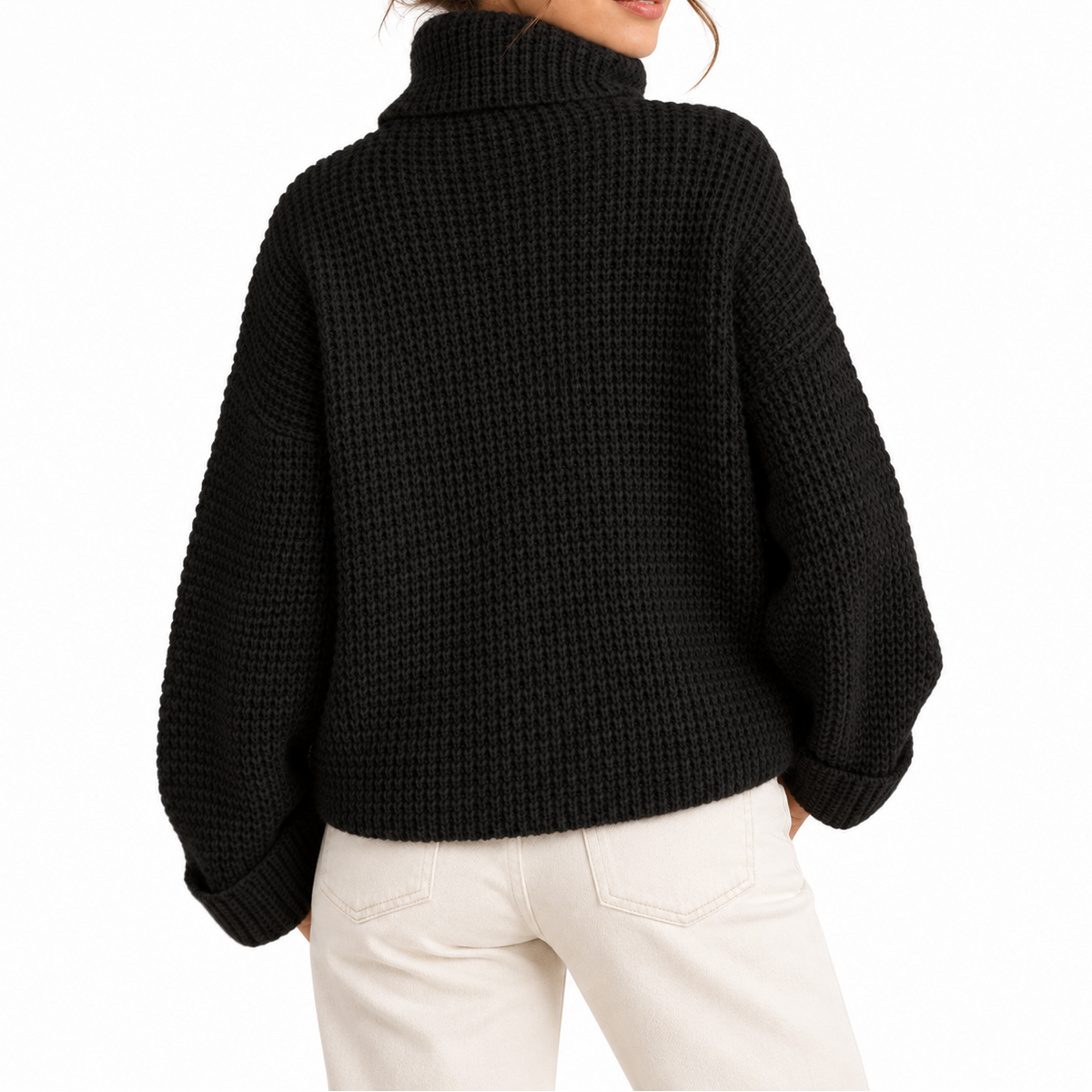 Women's Oversized Chunky Waffle Knit Roll-Neck Winter Jumper