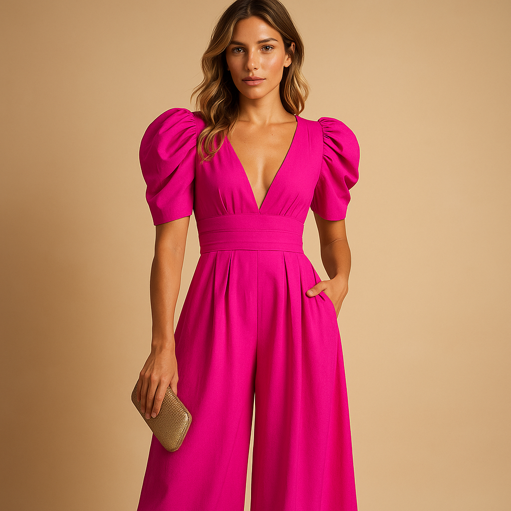 Women’s long jumpsuit with tailored fit and flowing design, perfect for formal events, galas, or evening occasions.