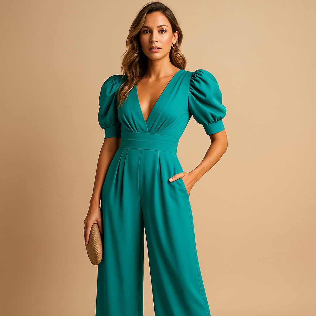Women’s long jumpsuit with tailored fit and flowing design, perfect for formal events, galas, or evening occasions.