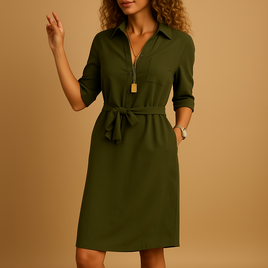 Women's elegant modern dress with a flattering silhouette, perfect for work, casual settings, or evening occasions.