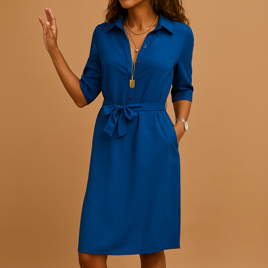 Women's elegant modern dress with a flattering silhouette, perfect for work, casual settings, or evening occasions.