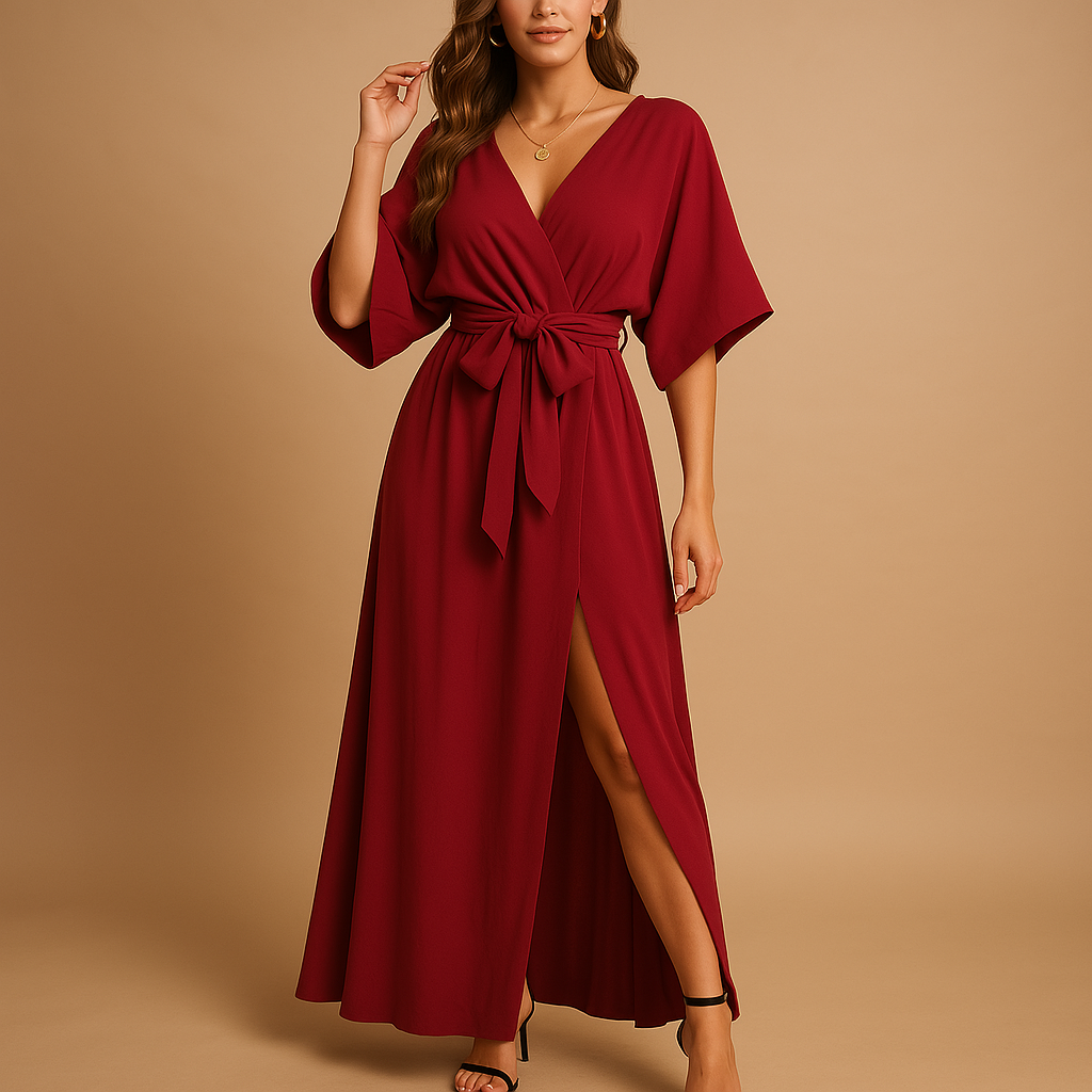Elegant V-neck dress for women with flattering fit and versatile design, perfect for everyday wear, evening parties, and special occasions.