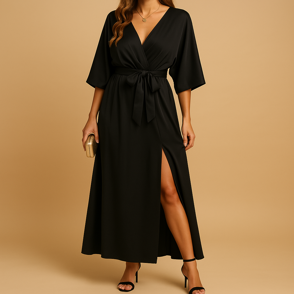 Elegant V-neck dress for women with flattering fit and versatile design, perfect for everyday wear, evening parties, and special occasions.