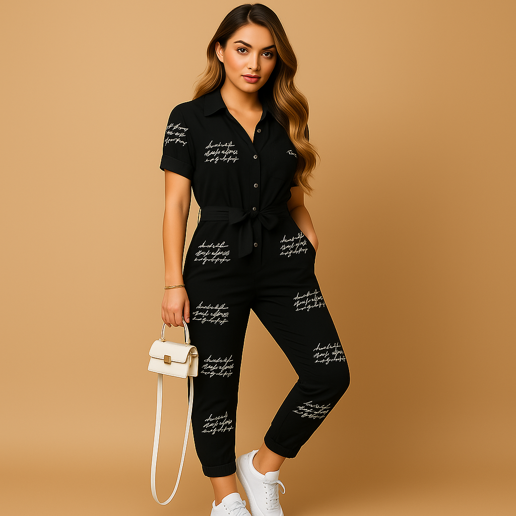 Women’s tailored jumpsuit with flattering silhouette and elegant button details, ideal for office wear, social outings, and evening dinners.