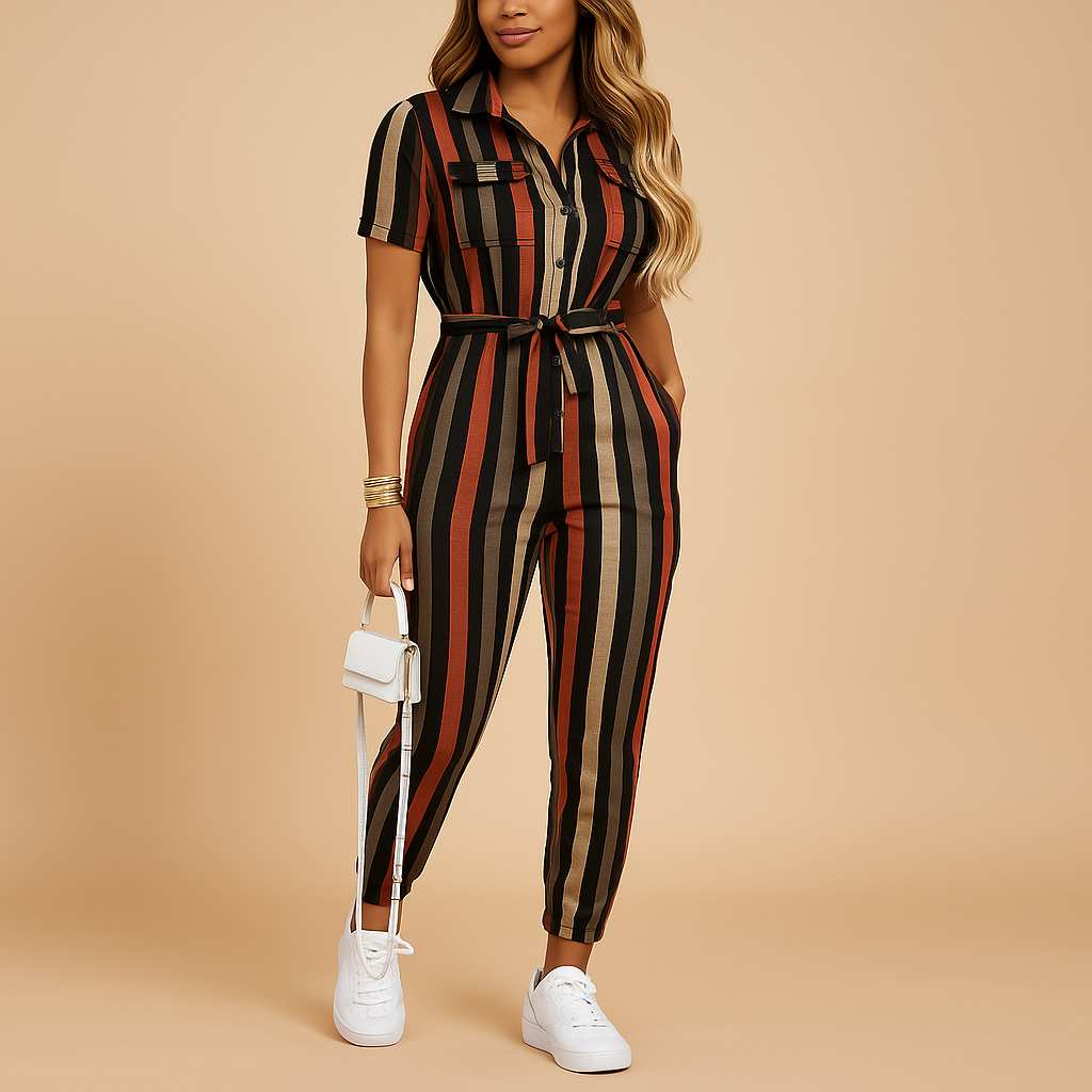 Women’s tailored jumpsuit with flattering silhouette and elegant button details, ideal for office wear, social outings, and evening dinners.