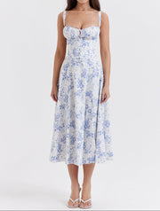 White Blue Floral