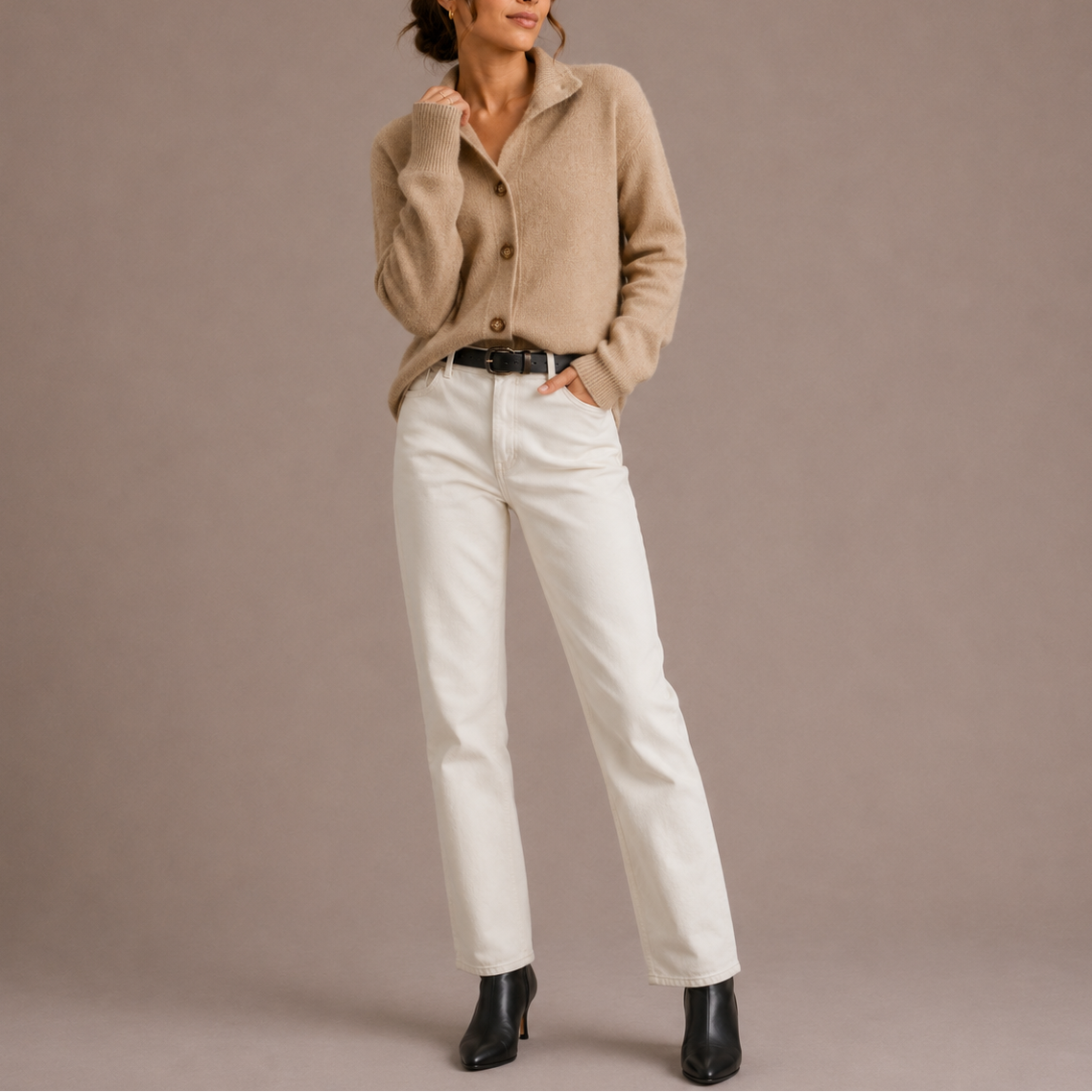 Women's Collared Button-Up Relaxed Fit Knit Autumn Cardigan
