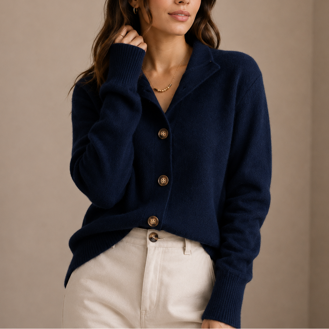 Women's Collared Button-Up Relaxed Fit Knit Autumn Cardigan