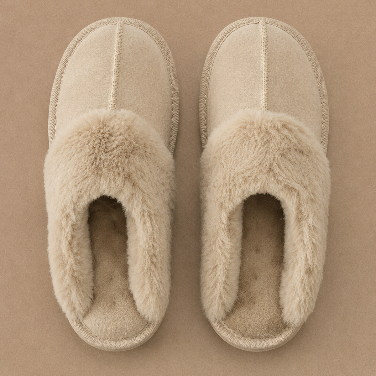 Women's Faux Fur Lined Faux Suede Open-Back Mule Winter Slippers