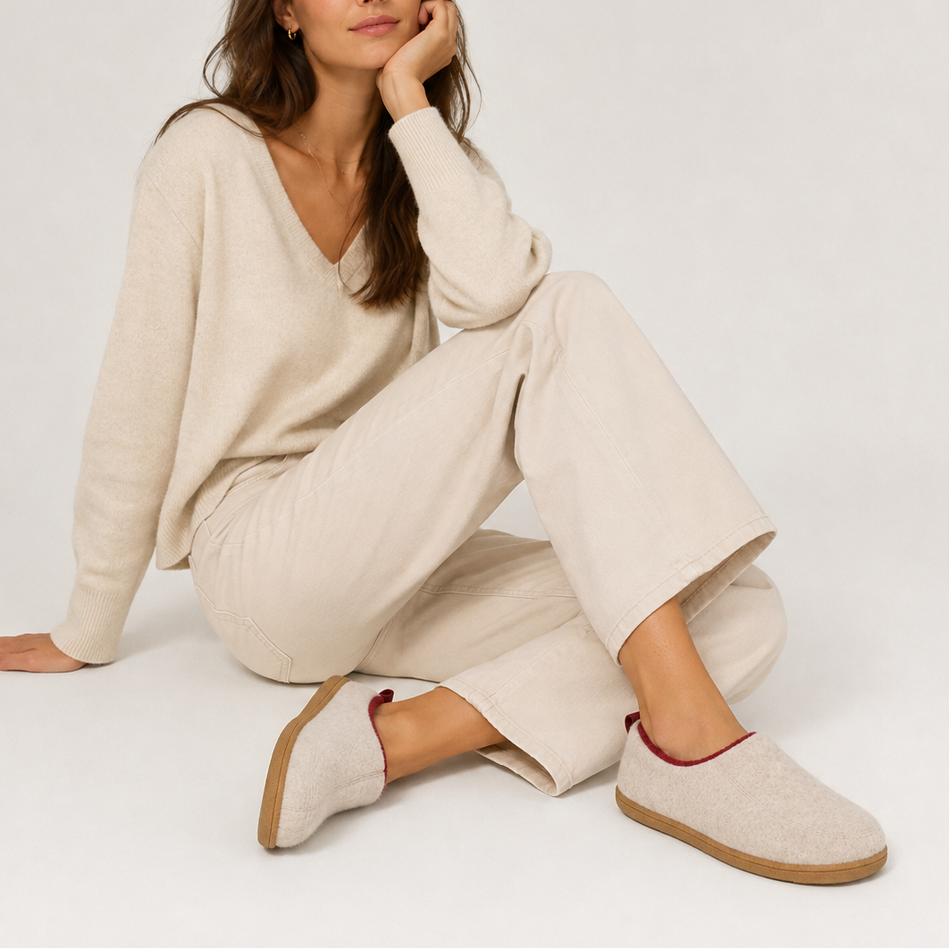 Unisex Fleece-Lined Hard Sole Slip-On Winter Slippers