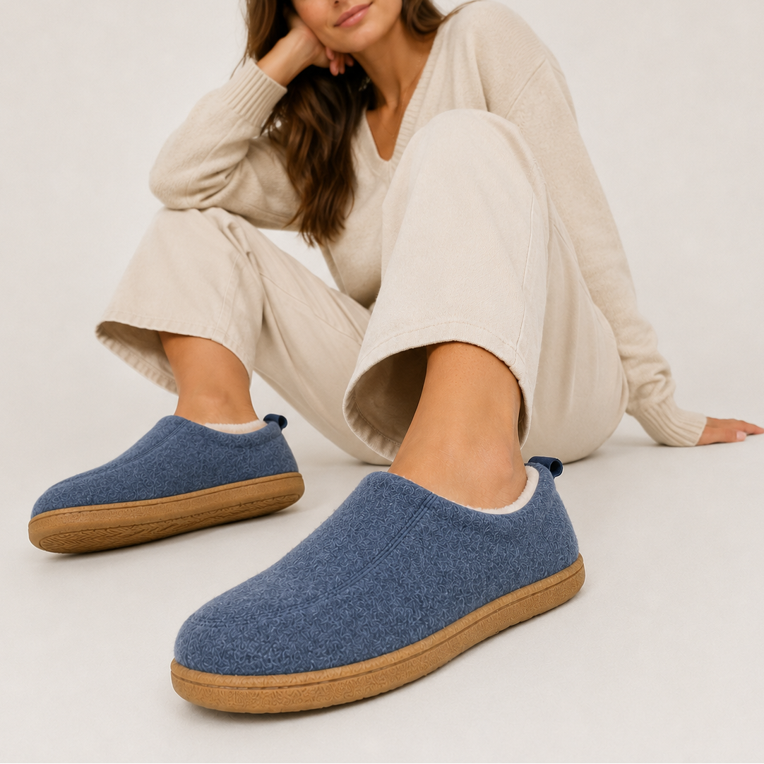 Unisex Fleece-Lined Hard Sole Slip-On Winter Slippers