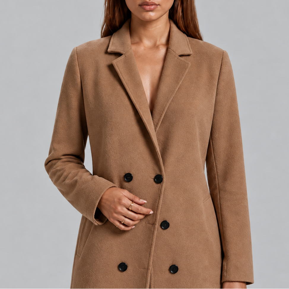Women's Longline Double-Breasted Tailored Winter Overcoat