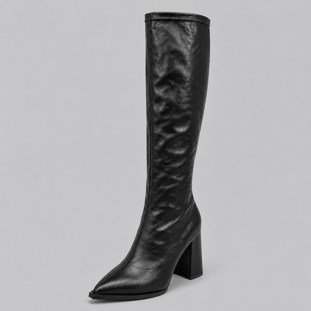 Women's Pointed Toe Knee-High Chunky Block Heel Winter Boots