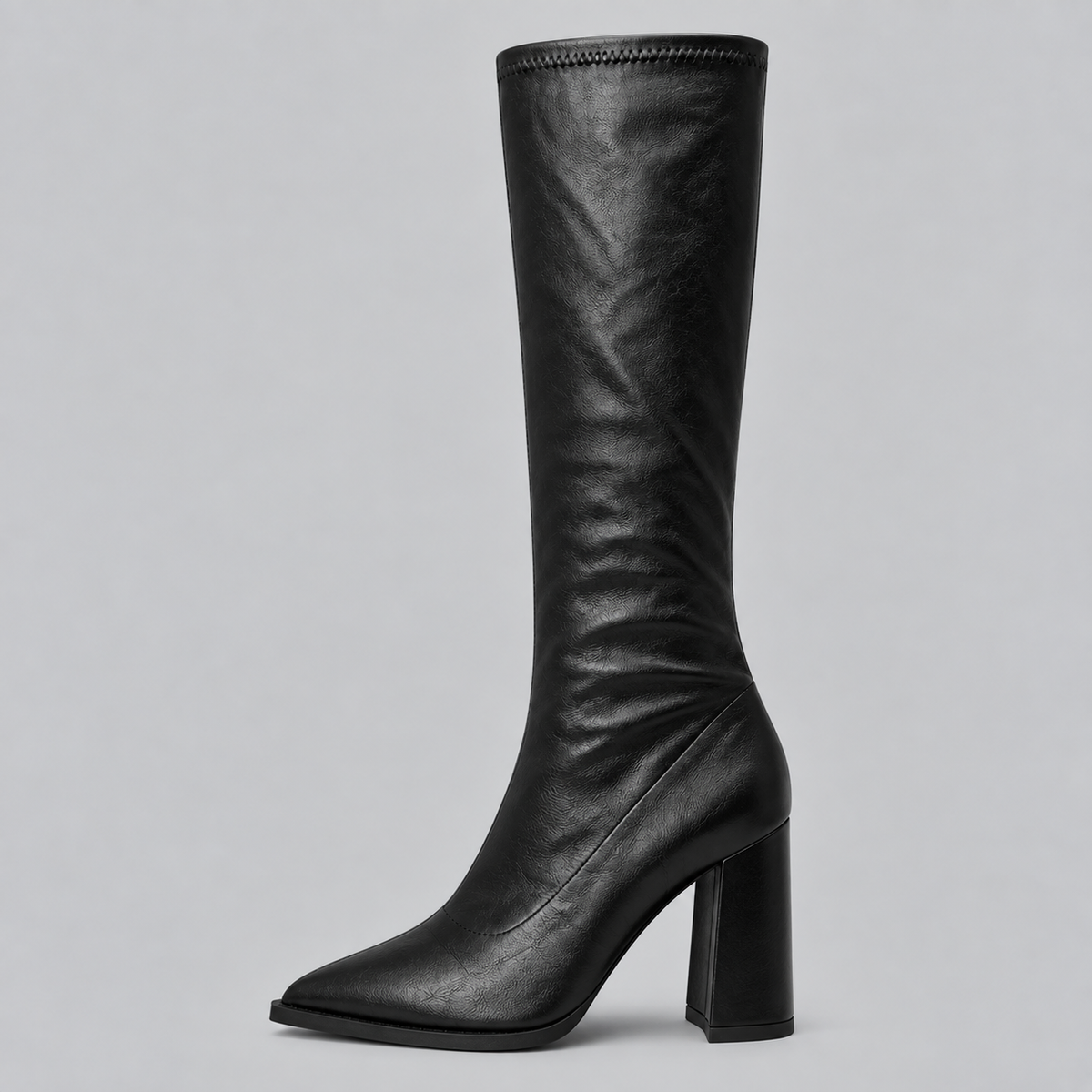 Women's Pointed Toe Knee-High Chunky Block Heel Winter Boots