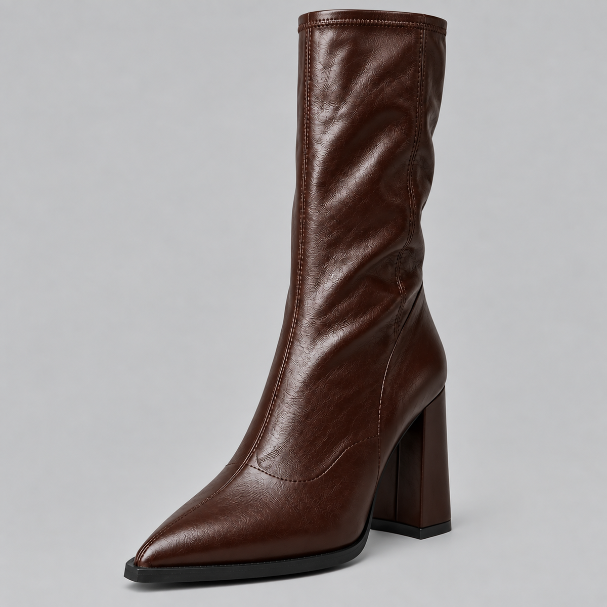Women's Pointed Toe Knee-High Chunky Block Heel Winter Boots