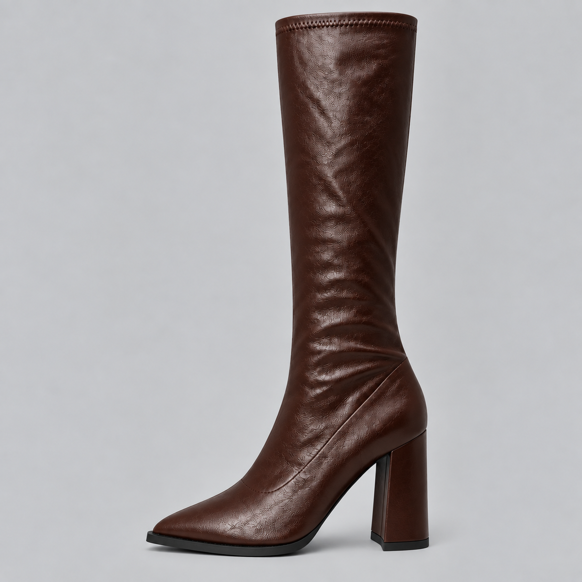 Women's Pointed Toe Knee-High Chunky Block Heel Winter Boots