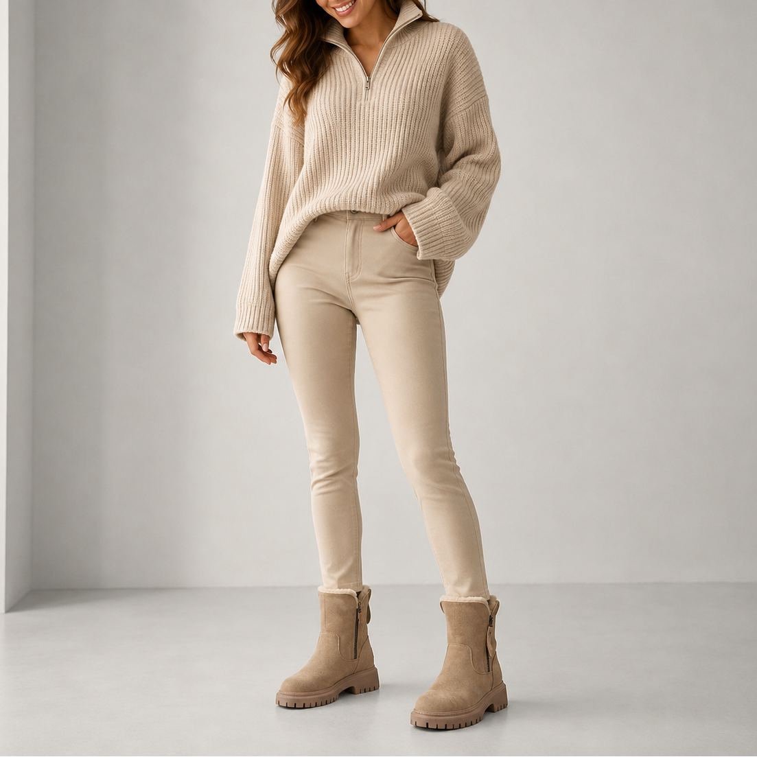 Women's Faux Fur Lined Chunky Sole Side Zip Winter Ankle Boots