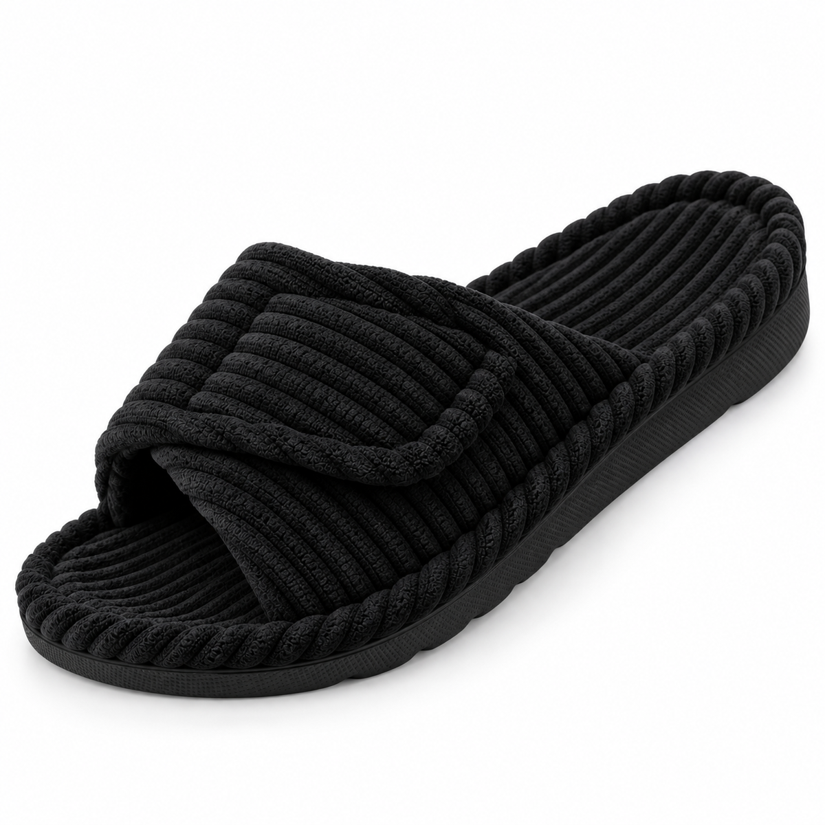 Women's Open-Toe Corduroy Cushioned Slip-On Indoor House Slippers