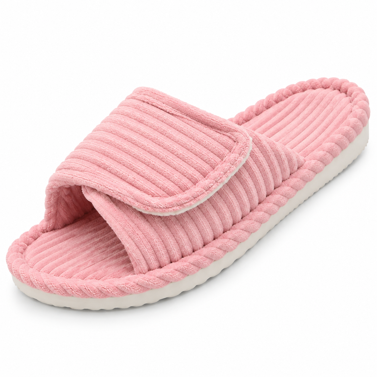Women's Open-Toe Corduroy Cushioned Slip-On Indoor House Slippers