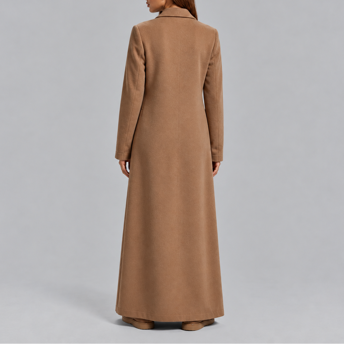 Women's Longline Double-Breasted Tailored Winter Overcoat
