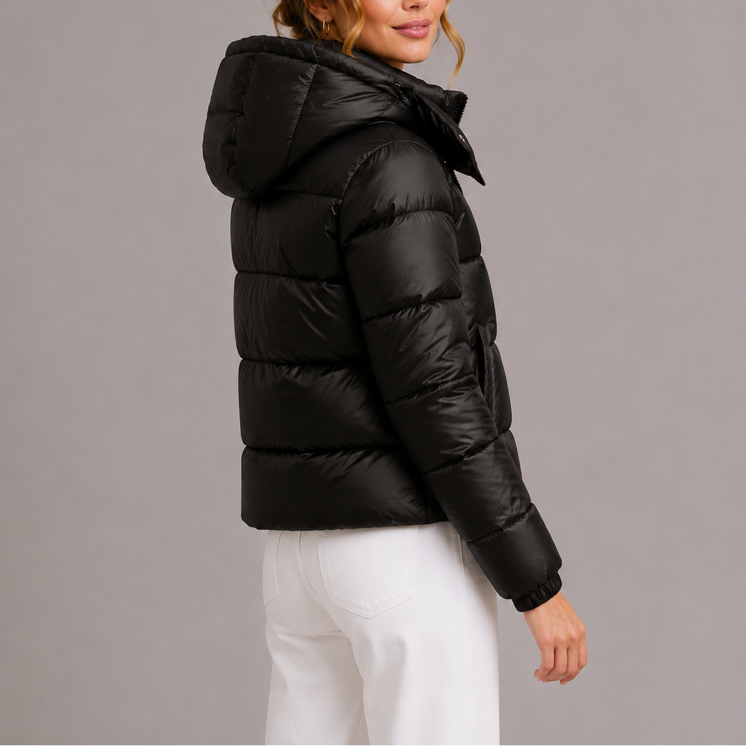Women's Lightweight Hooded Glossy Winter Puffer Jacket