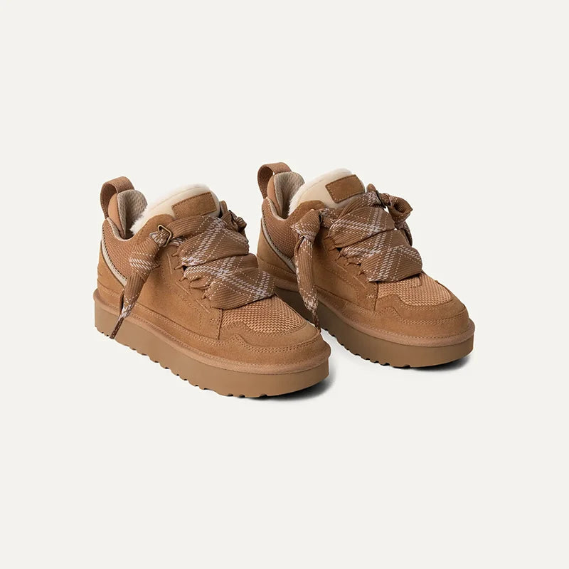 Women's Warm Lined Faux Suede Platform Winter Trainers