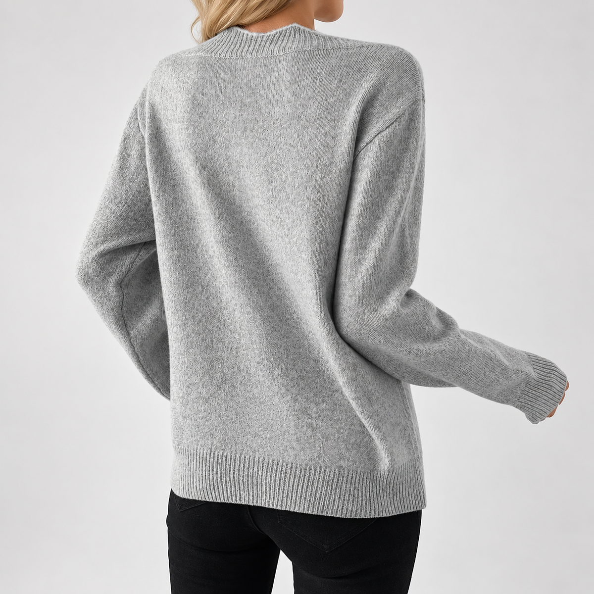 Women's Oversized V-Neck Bow Print Knitted Winter Jumper