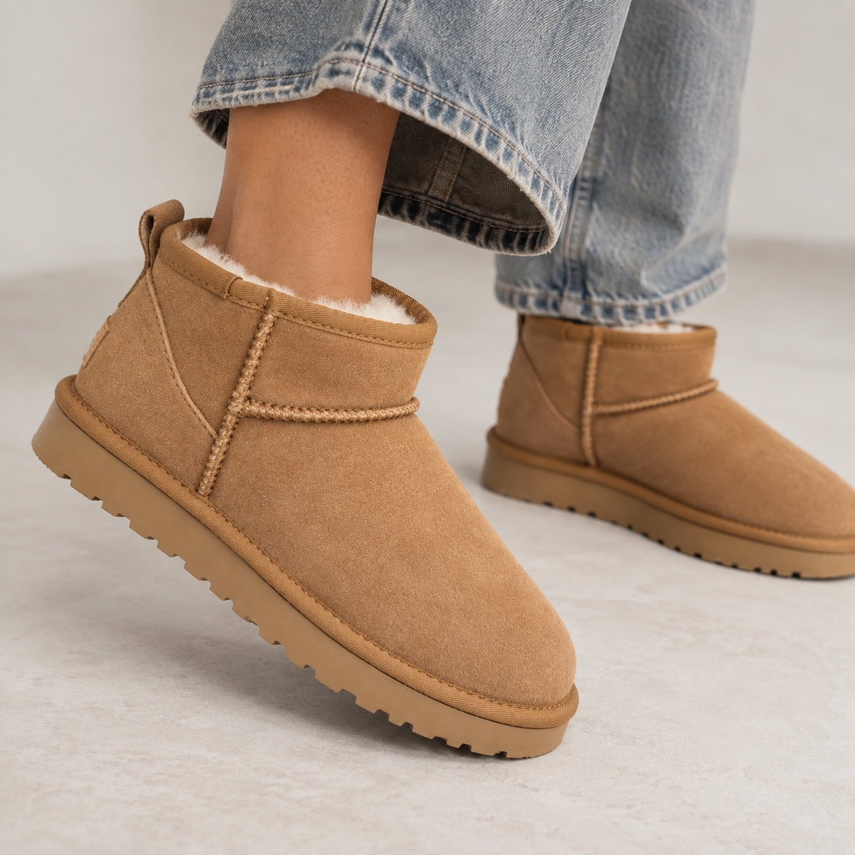 Women's Lightweight Faux Suede Faux Fur Lined Winter Ankle Boots