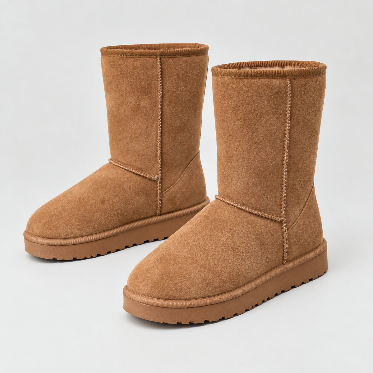 Women's Faux Suede Mid-Calf Warm Lined Grip Sole Winter Boots