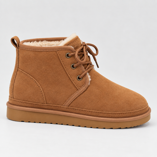 Women's Faux Suede Lace-Up Faux Fur Lined Winter Ankle Boots