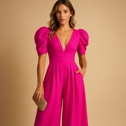 Women’s long jumpsuit with tailored fit and flowing design, perfect for formal events, galas, or evening occasions.