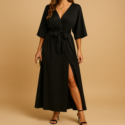 Elegant V-neck dress for women with flattering fit and versatile design, perfect for everyday wear, evening parties, and special occasions.