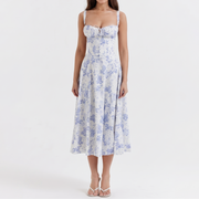 White Background With Blue Flowers