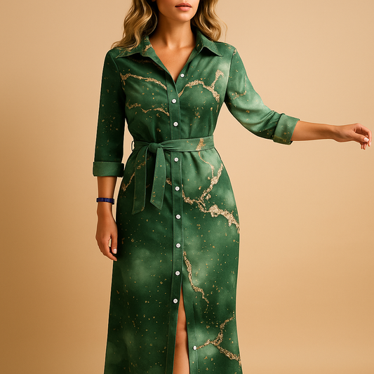 Women’s long summer dress with short sleeves and breathable material, perfect for beach days and casual summer outings.
