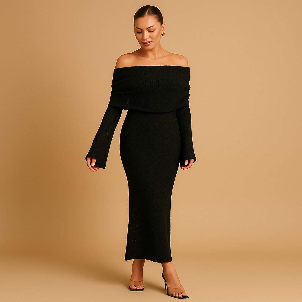 Off-shoulder summer dress for women with a chic, lightweight design, perfect for sunny days, casual outings, and stylish events.