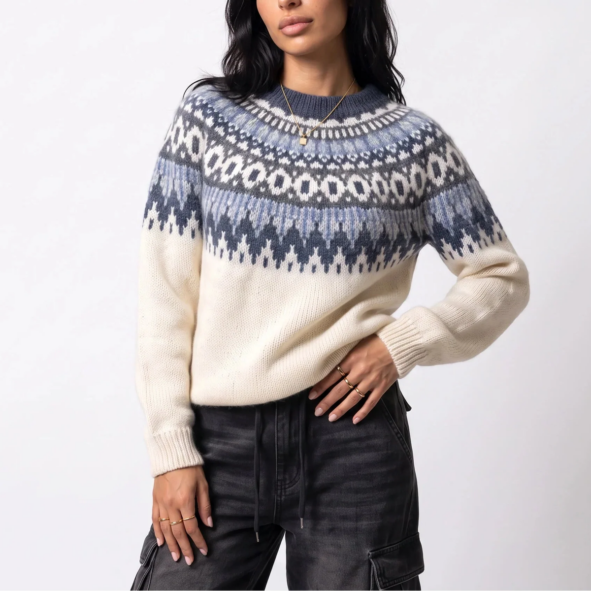 Women's Fair Isle Nordic Pattern Knit Winter Jumper