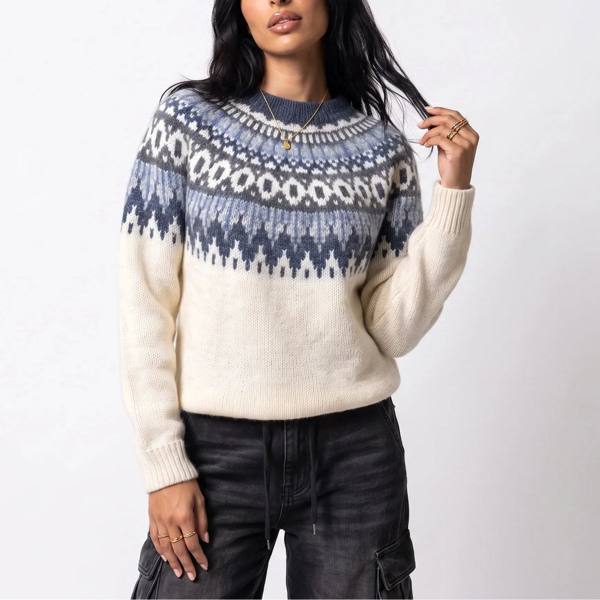 Women's Fair Isle Nordic Pattern Knit Winter Jumper